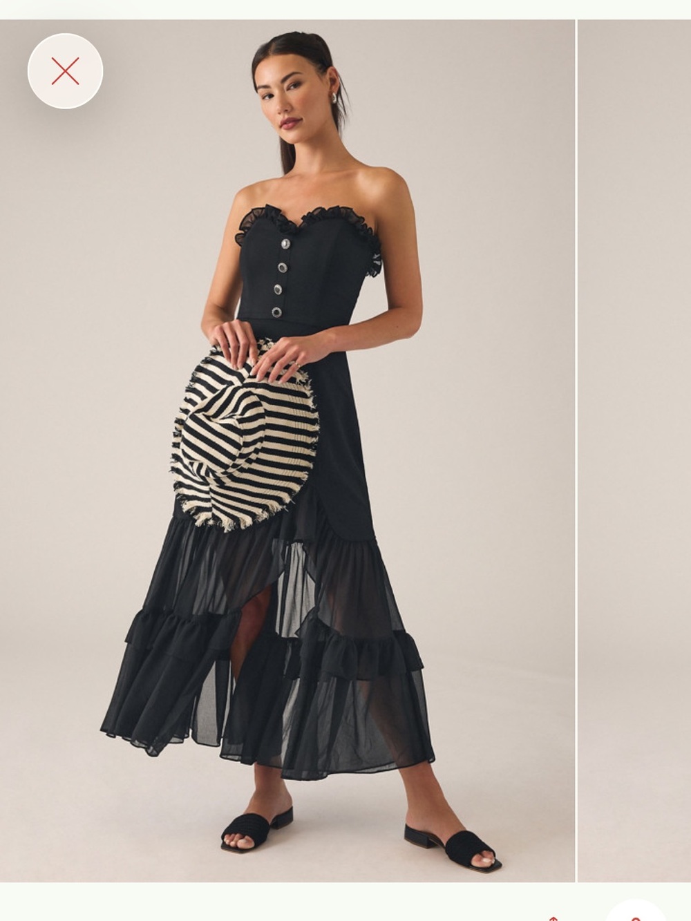 Hutch Strapless Tiered Ruffle Maxi Dress - Black